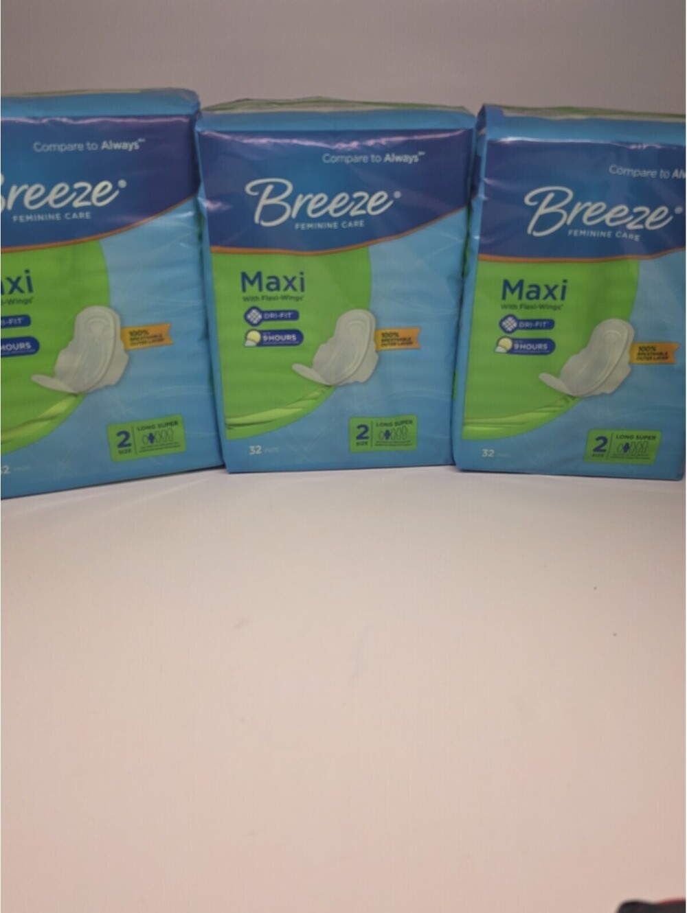 Breeze Ultra Thin Size 2 Super Long Pads 32 Count Pack Of 3